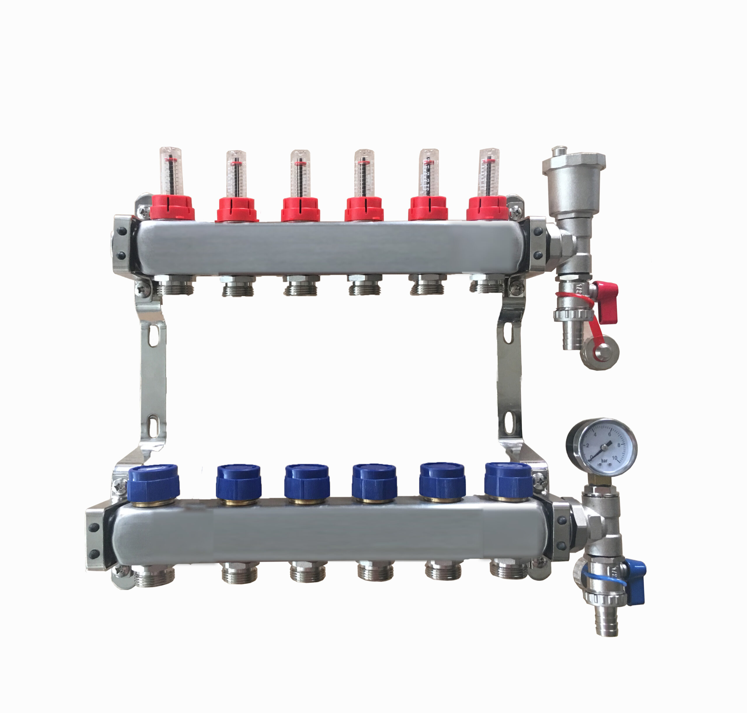 6 Port stainless steel manifold for underfloor Heating System